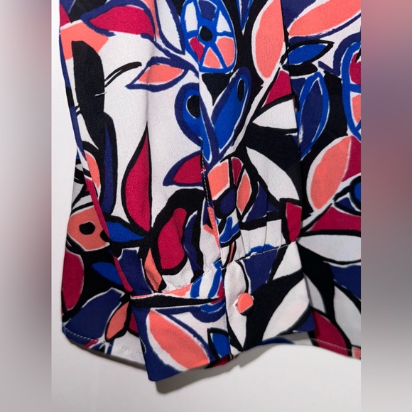 J Crew Factory Boatneck Abstract Floral Long Sleeve Blouse Top Small - Picture 2 of 6